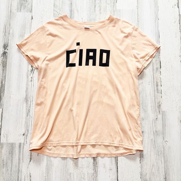 Clare V Women’s Classic Tee With Ciao In Blush Size XL - Picture 3 of 7